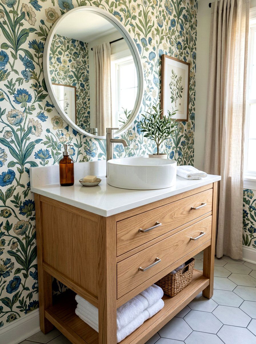 Round ceramic vessel sink - 30 vessel sink powder room ideas
