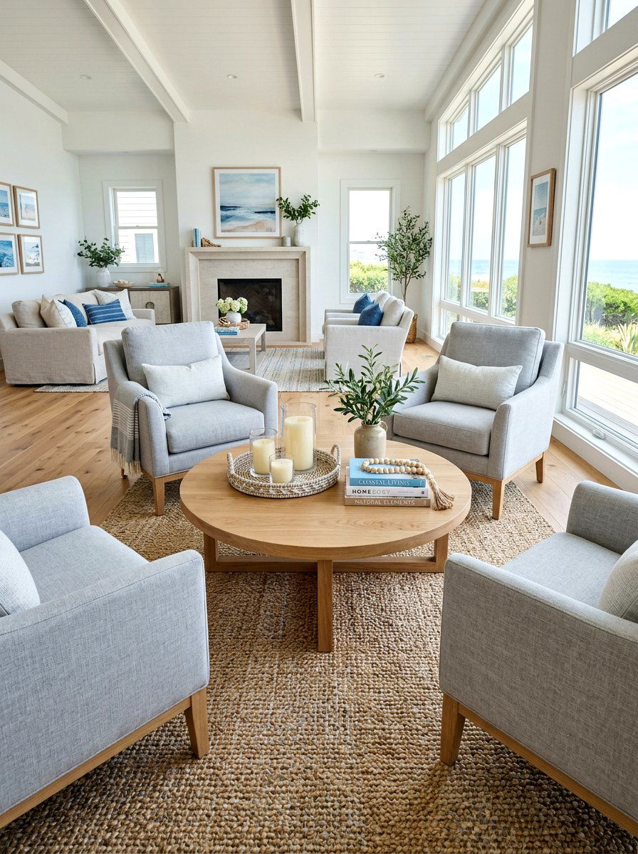 Round coffee table center - 30 screen free living room ideas