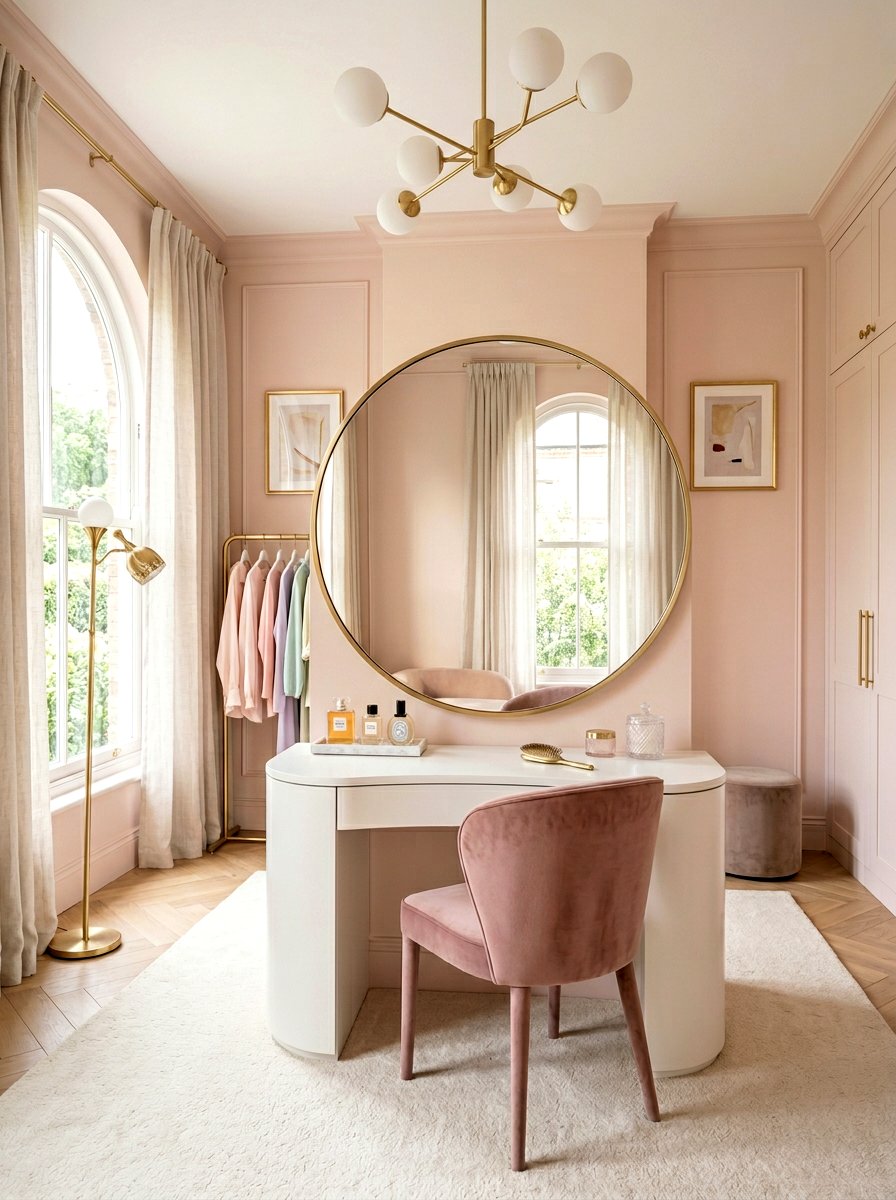 Round dressing room mirror - 30 dressing room mirror ideas