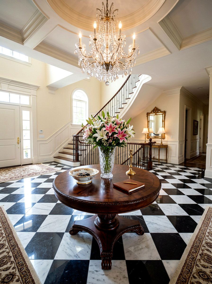 Round entry table - 30 welcoming foyer ideas