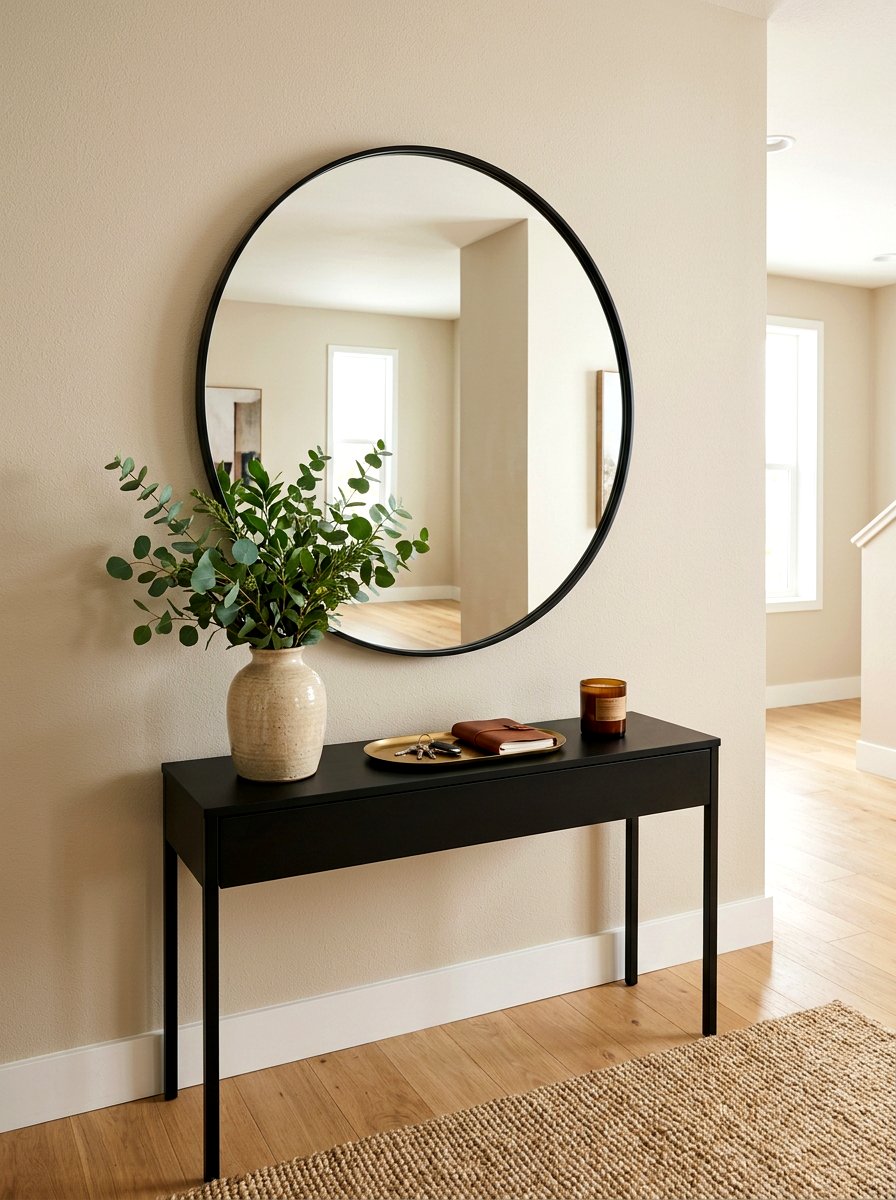 Round entryway mirror - 30 entry mirror ideas