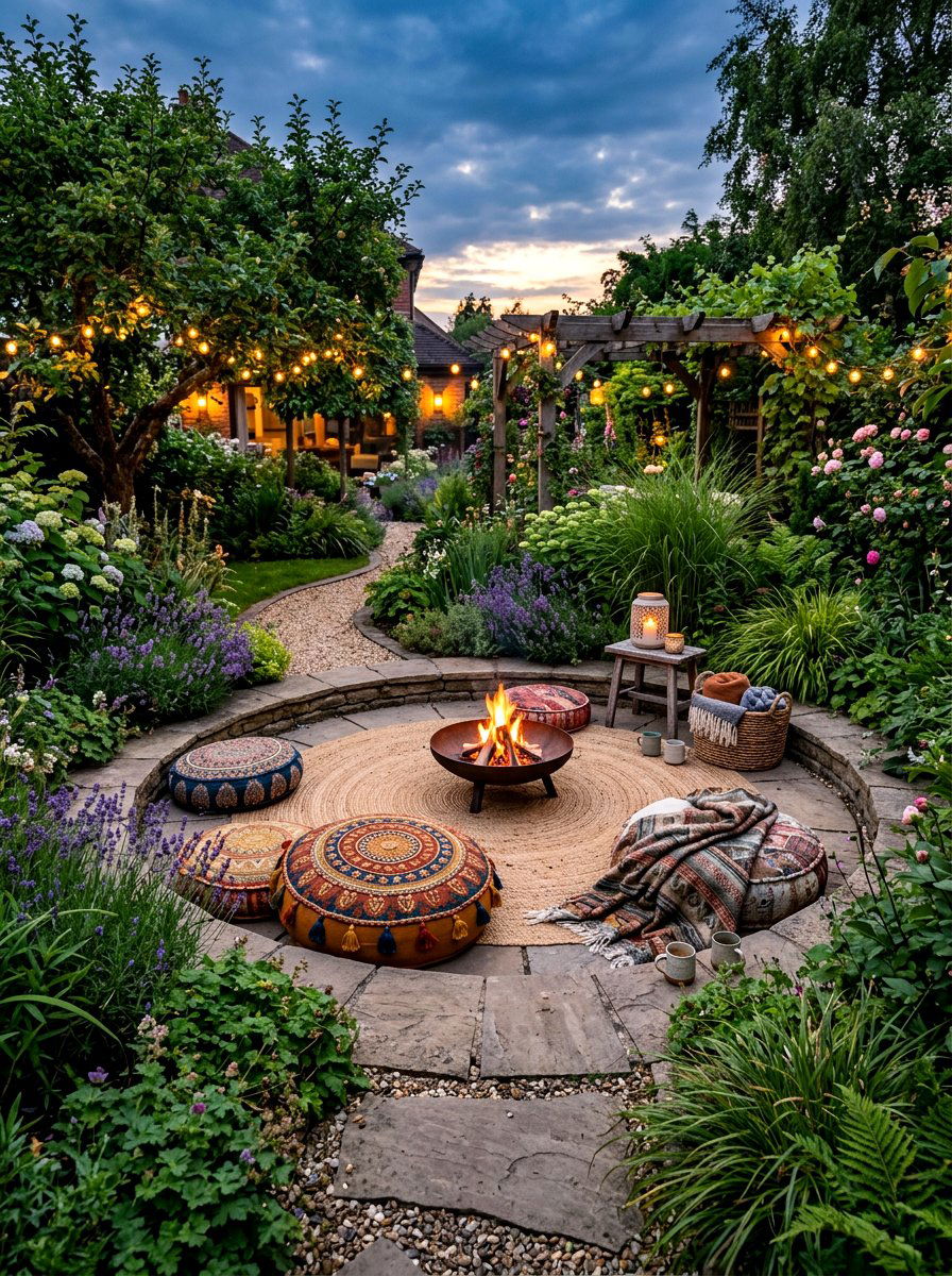 Round floor cushion - 30 boho patio cushion ideas