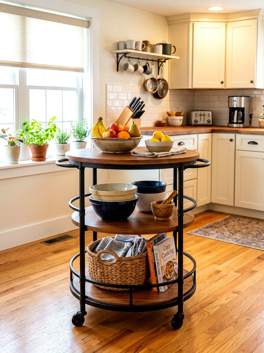 Round kitchen island cart - 30 movable kitchen island ideas