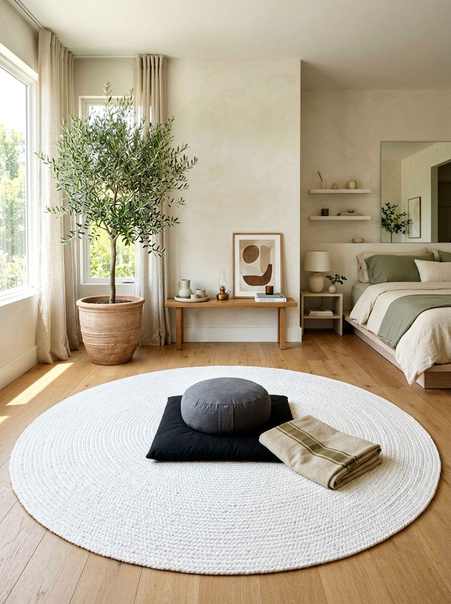 Round mat meditation corner bedroom - 30 meditation corner bedroom ideas