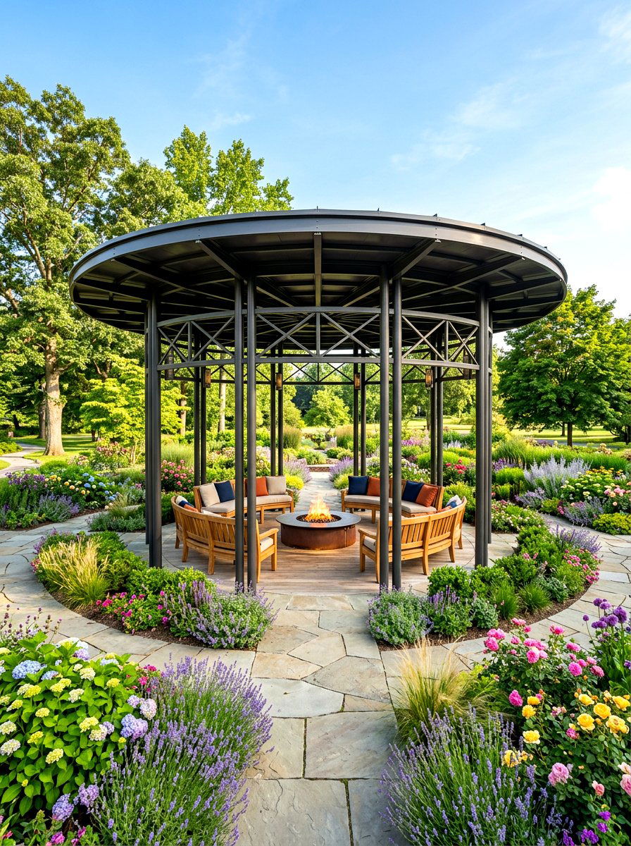 Round metal patio cover pavilion - 30 metal patio cover ideas