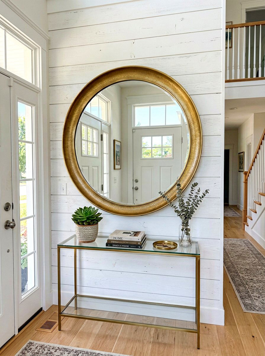 Round mirror for foyer - 30 entryway decor ideas