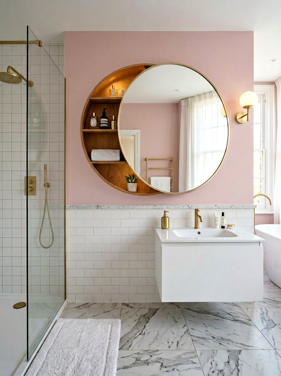 Round mirror recessed niche - 30 recessed medicine niche ideas
