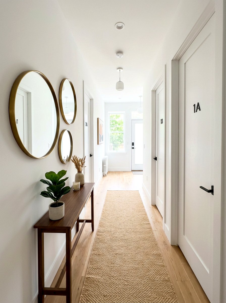 Round mirrors for narrow hallway - 30 narrow rental hallway ideas