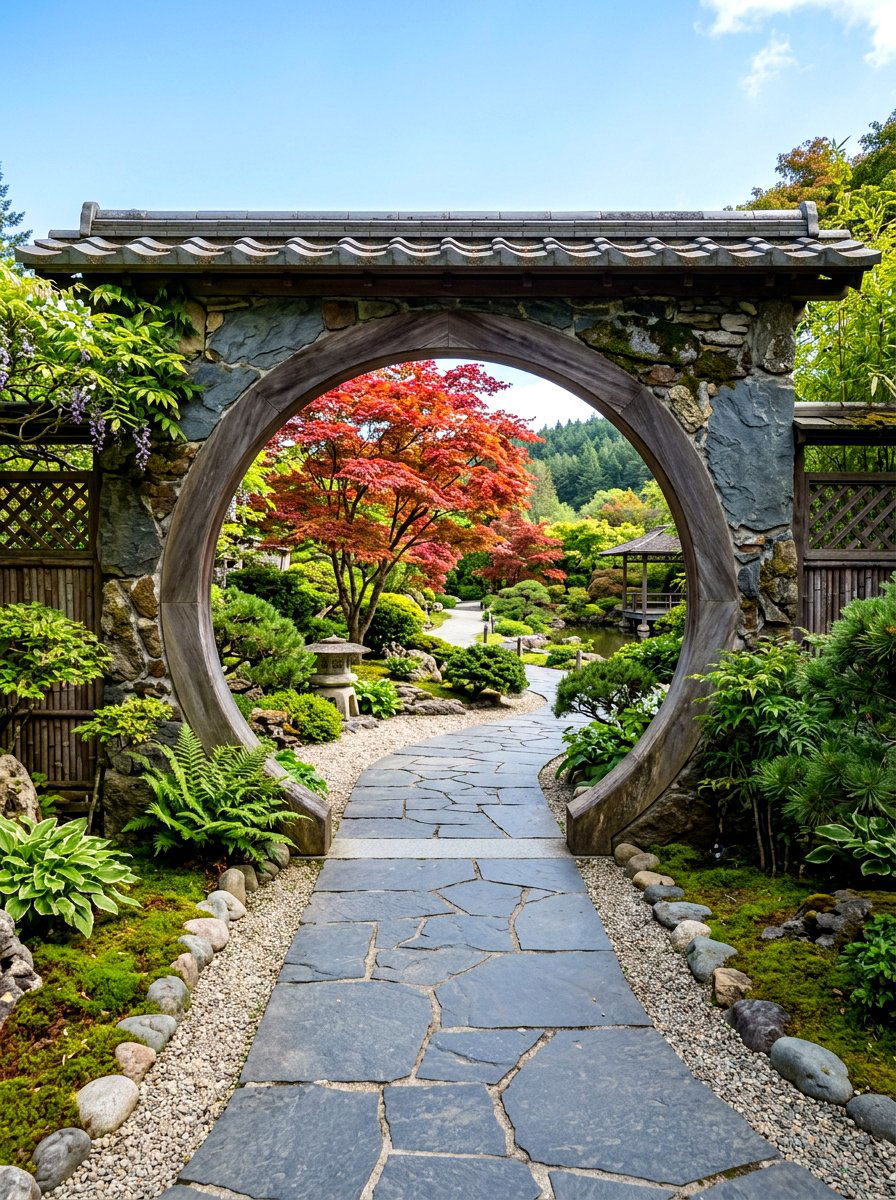 Round moon garden gate - 30 cottage gate curb appeal ideas