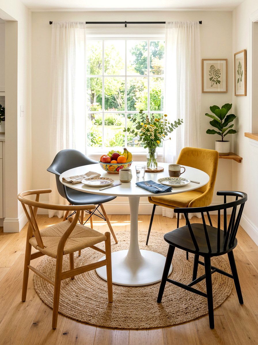 Round pedestal table - 30 bright breakfast room ideas