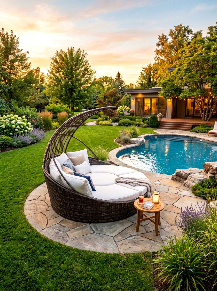 Round pool lounger - 30 pool lounge chair ideas