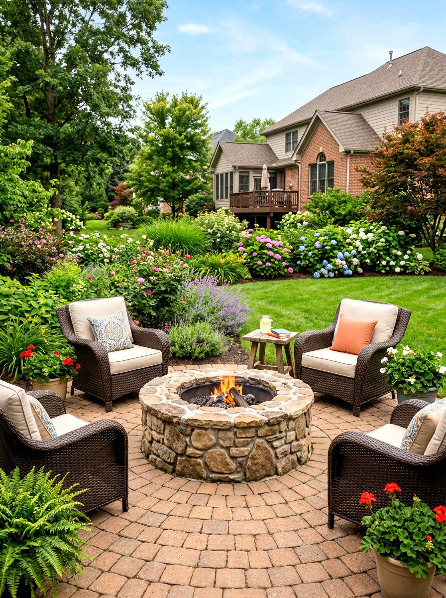 Round stone fire pit - 30 fire pit ideas
