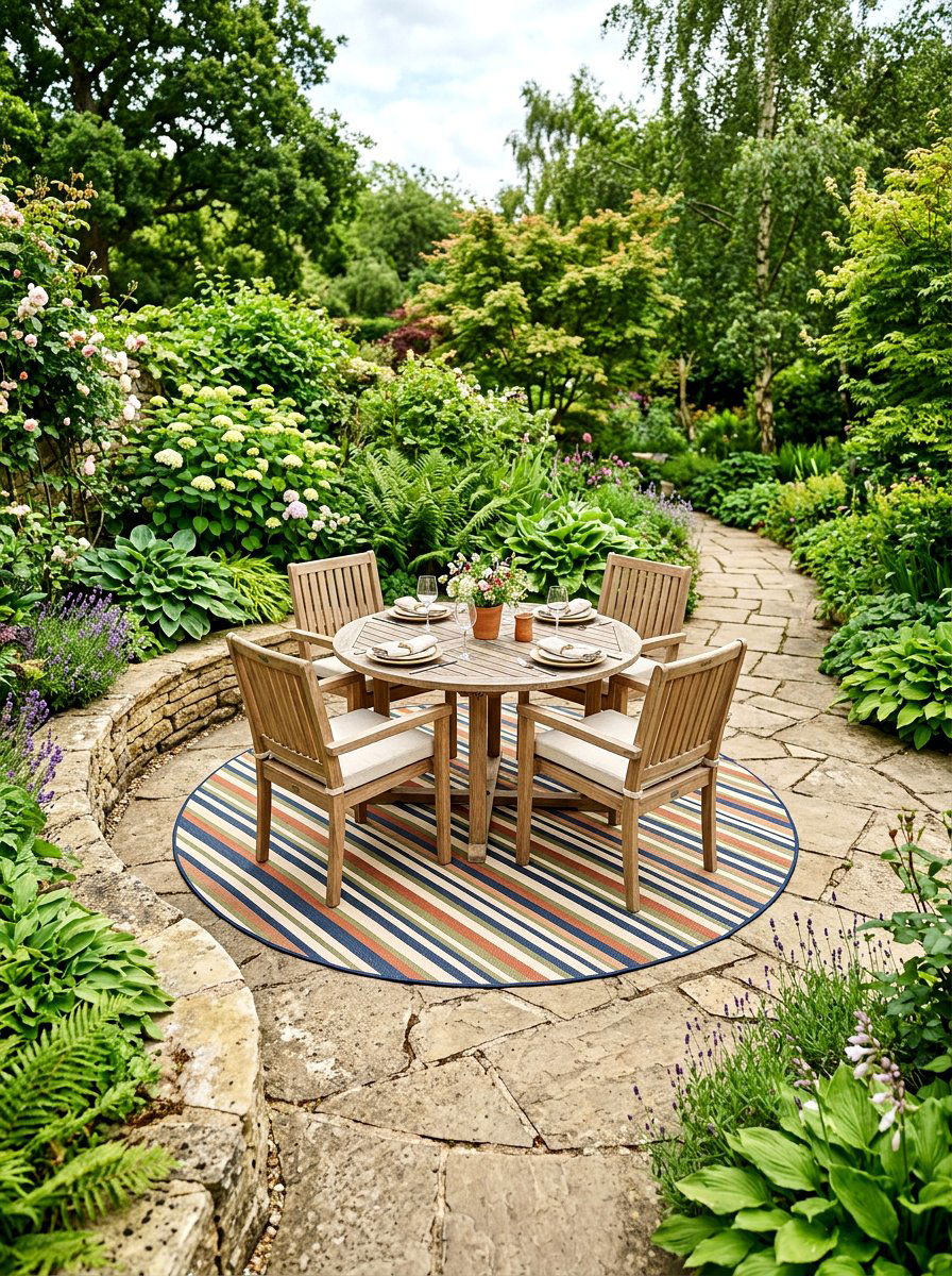 Round striped outdoor rug - 30 striped outdoor rug ideas