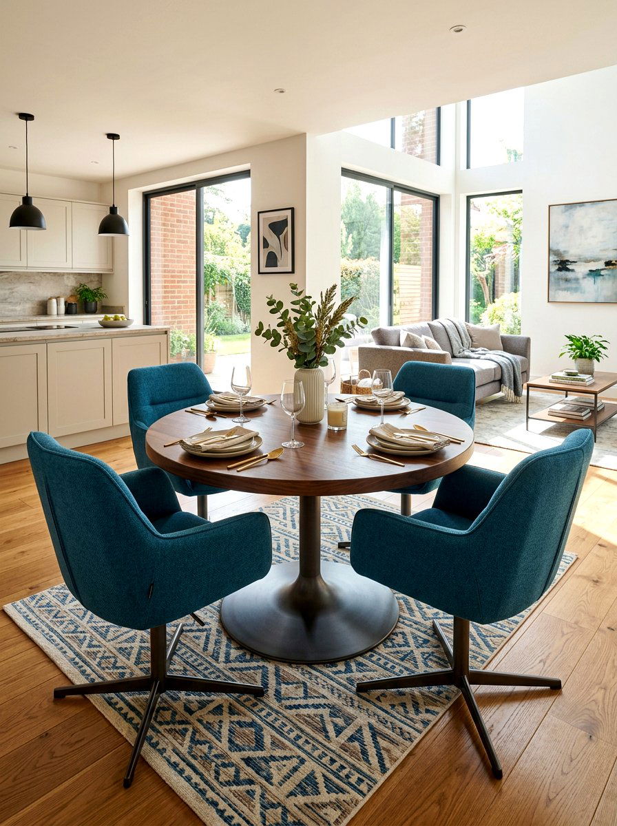 Round table with swivel chairs - 30 round dining table ideas