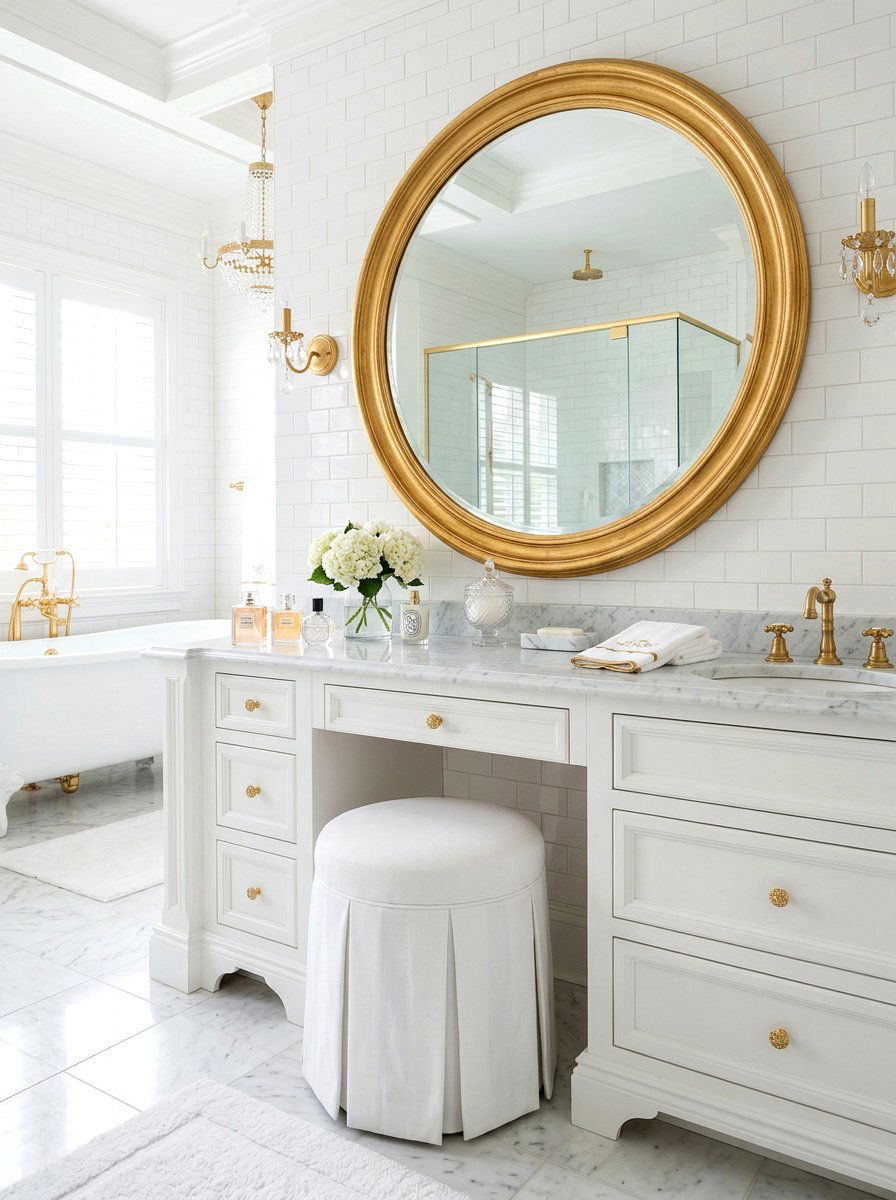 Round vanity stool skirt - 30 box pleat furniture ideas