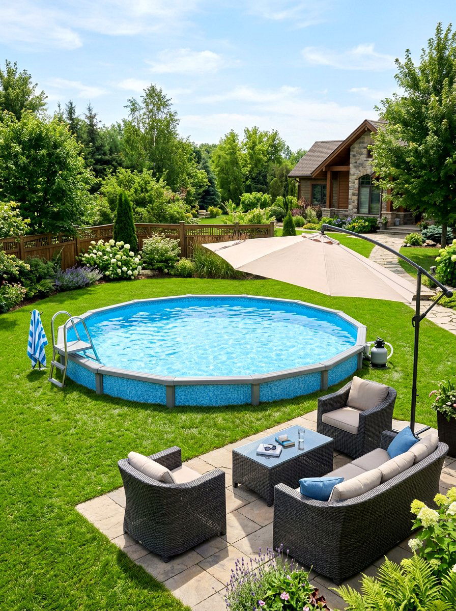 Round vinyl pool - 30 budget pool ideas