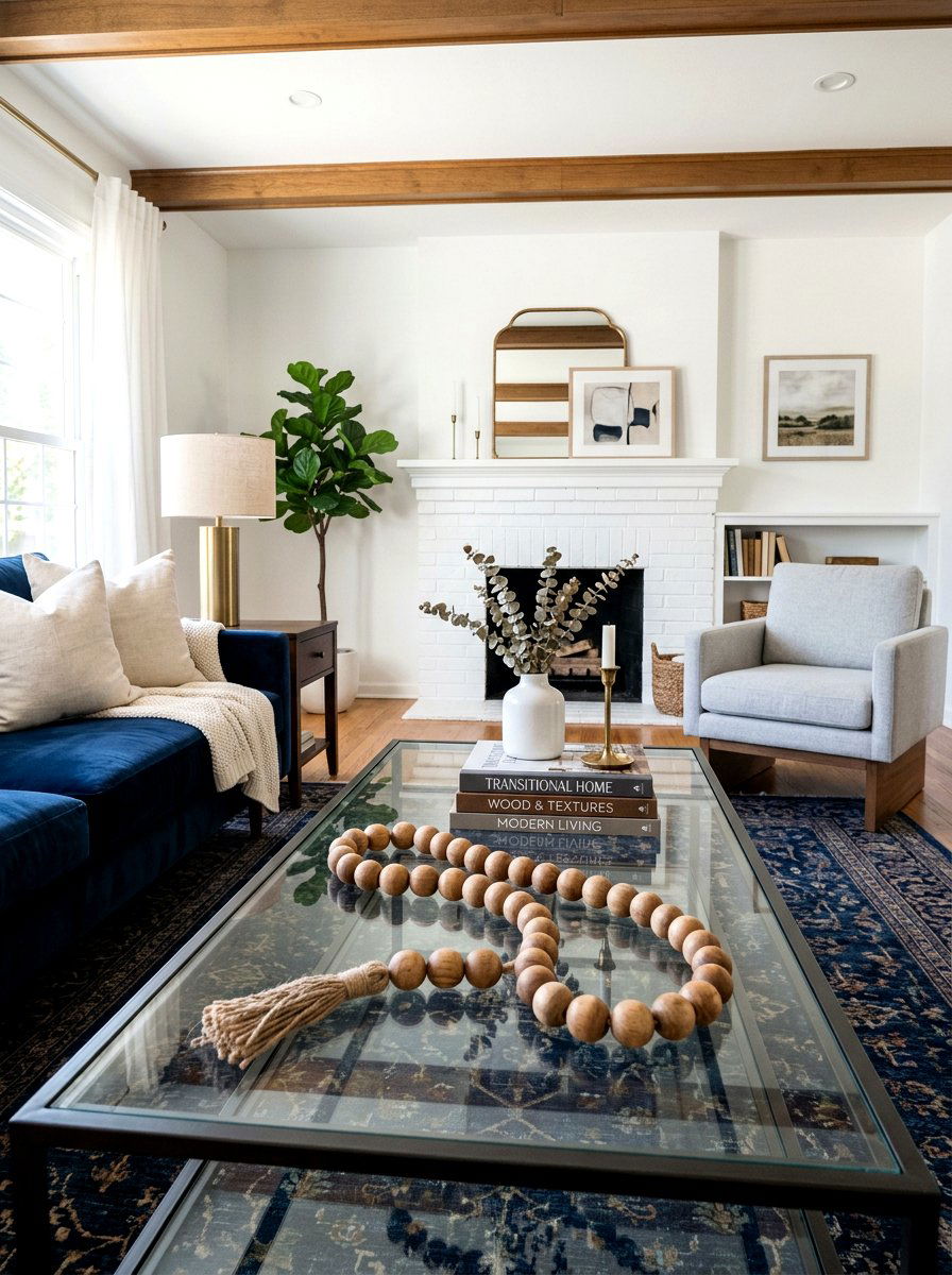 Round wood bead - 30 glass coffee table styling ideas