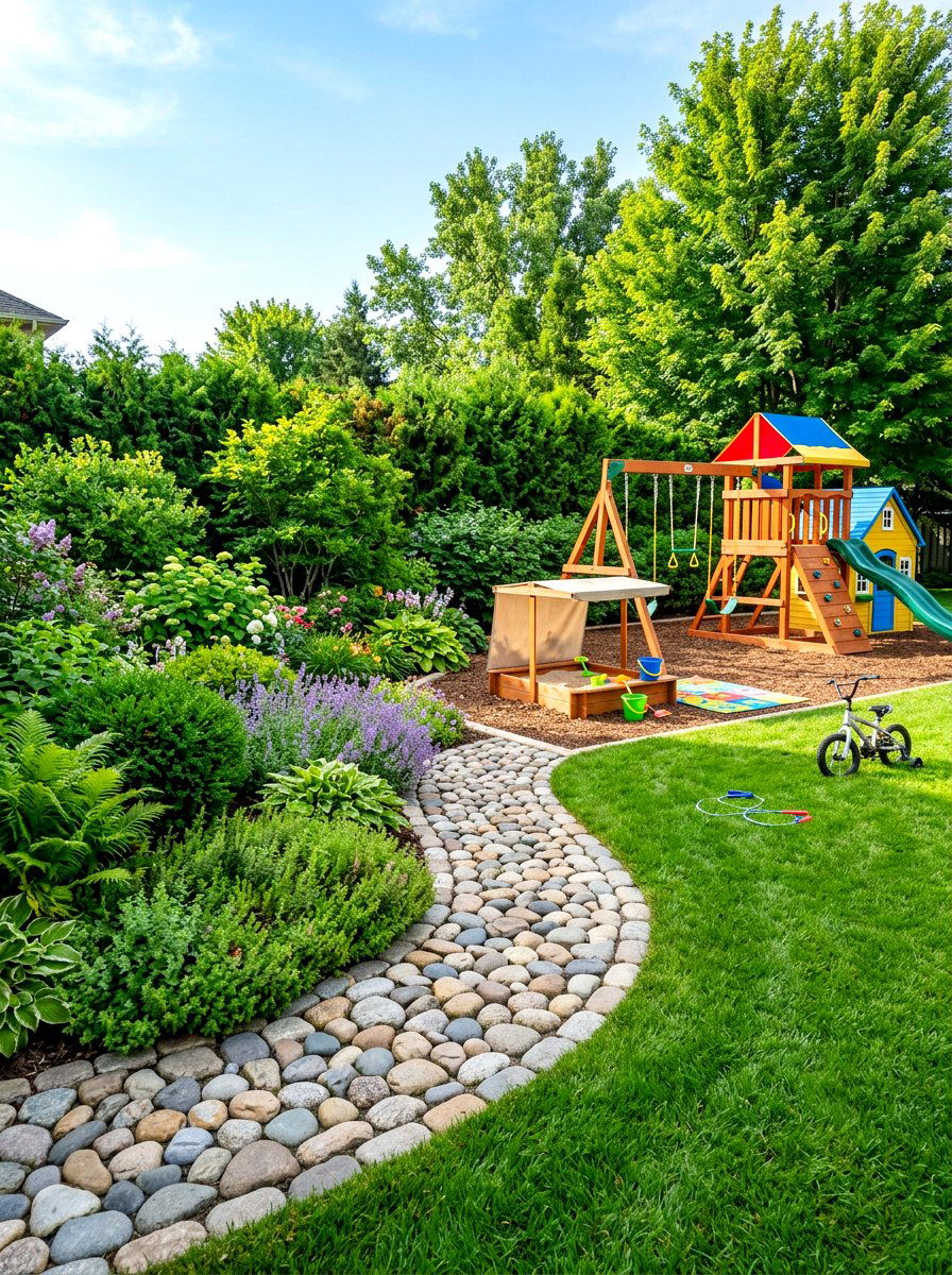 Rounded Stone Border - 30 rock border garden ideas