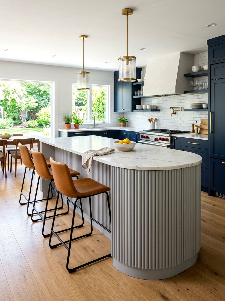 Rounded end fluted kitchen island - 30 fluted kitchen island ideas