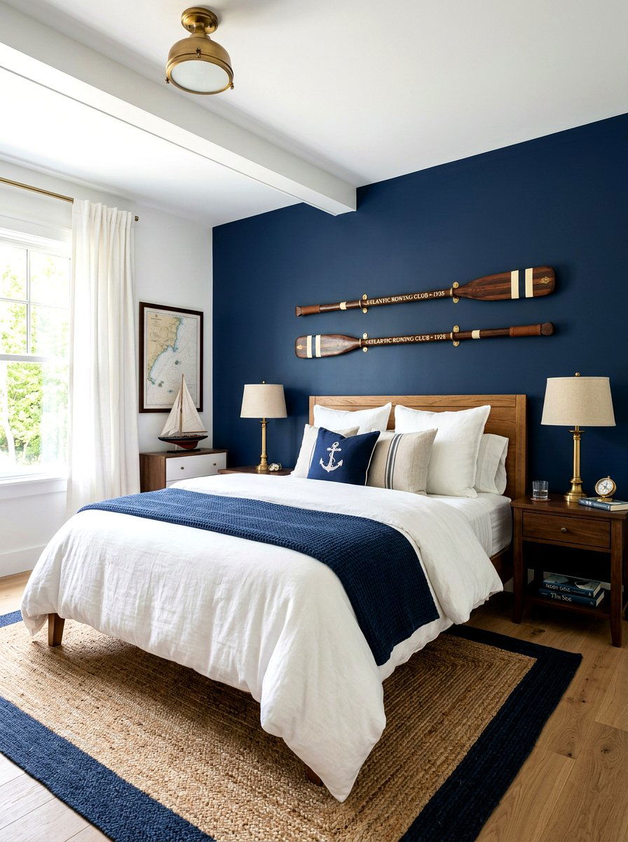 Rowing Oar Decor - 30 nautical bedroom ideas