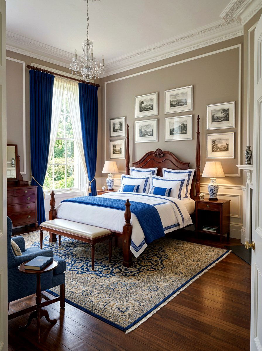 Royal Blue Border Bedding - 30 contrast trim bedding bedroom ideas