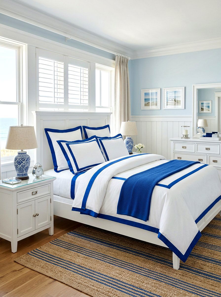 Royal Blue Contrast Trim - 30 contrast trim bedding ideas