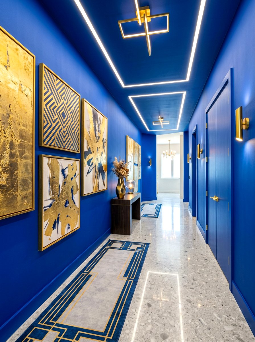 Royal Blue Hallway - 30 color drenched hallway ideas
