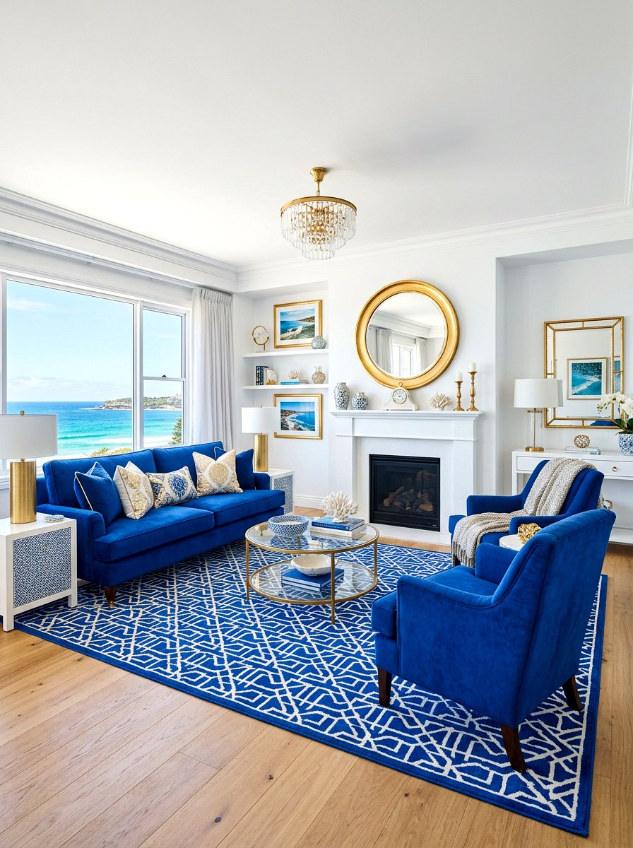 Royal Blue Living Room - 30 jewel tone lounge ideas