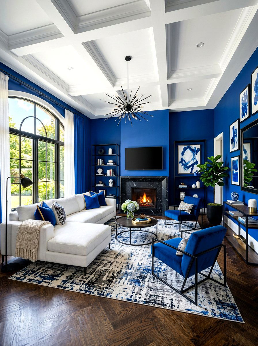 Royal Blue Living Room - 30 jewel tone living room ideas