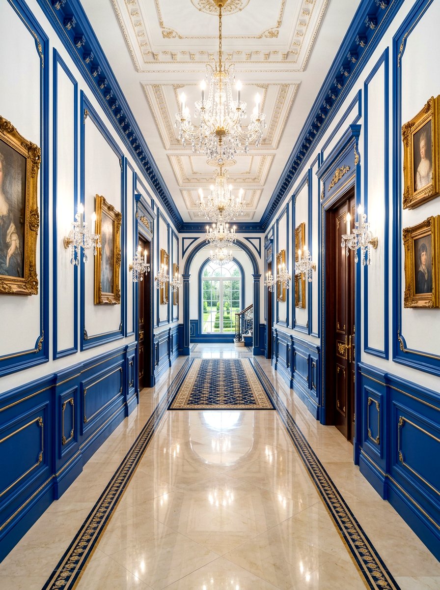 Royal Blue Picture Frame Molding White Walls - 30 contrast trim wall ideas