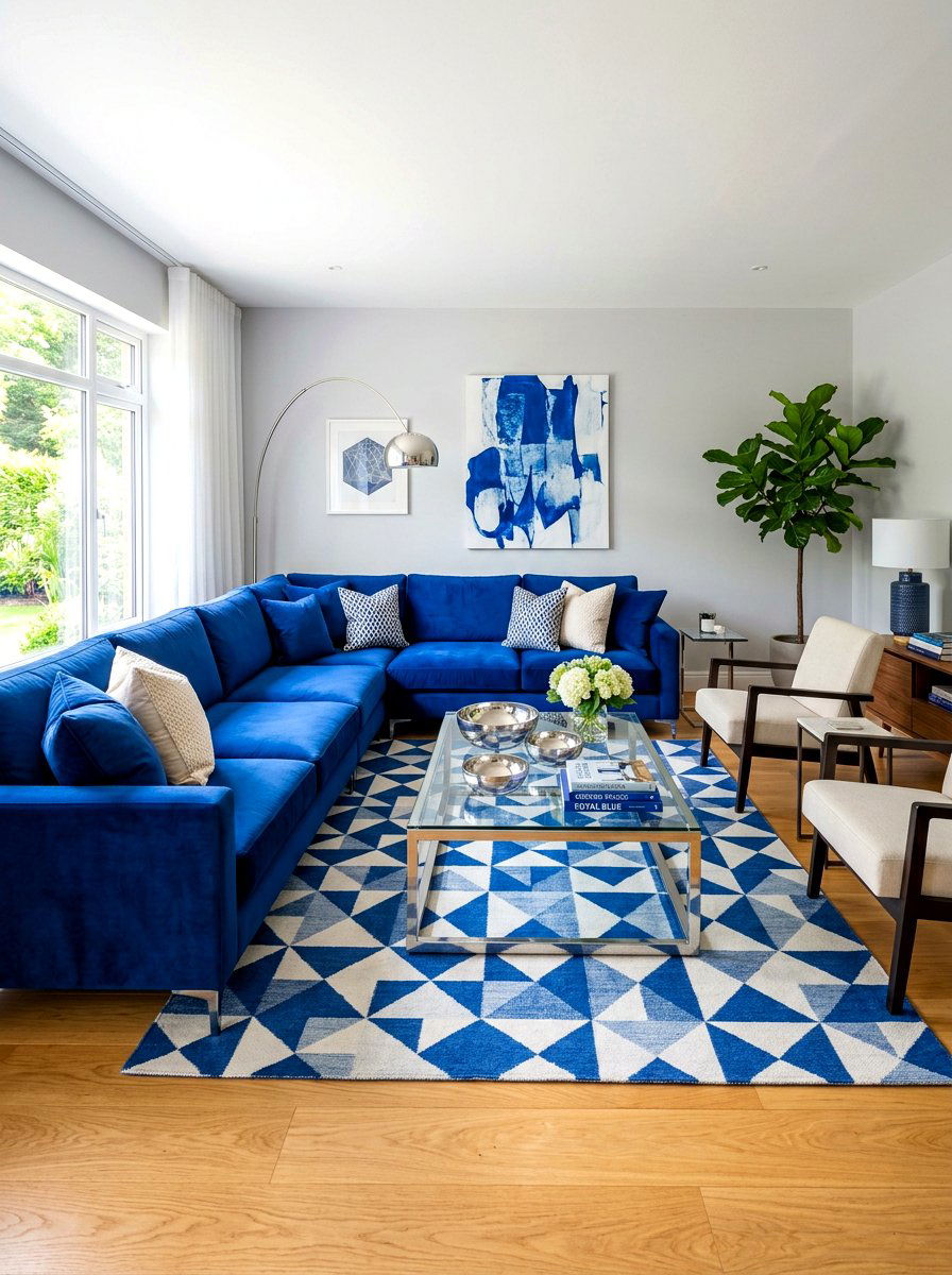 Royal Blue Sofa - 30 blue living room ideas