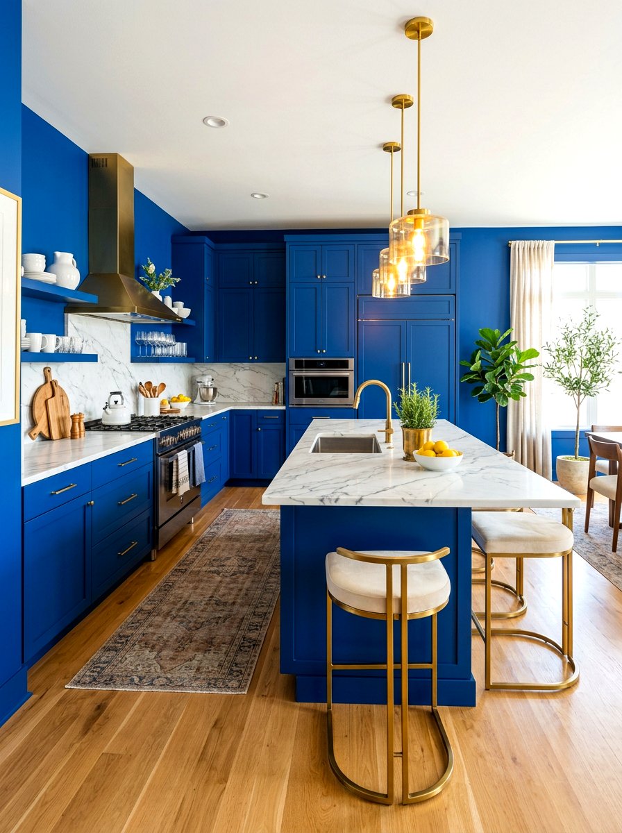 Royal blue kitchen - 30 color drenched kitchen ideas