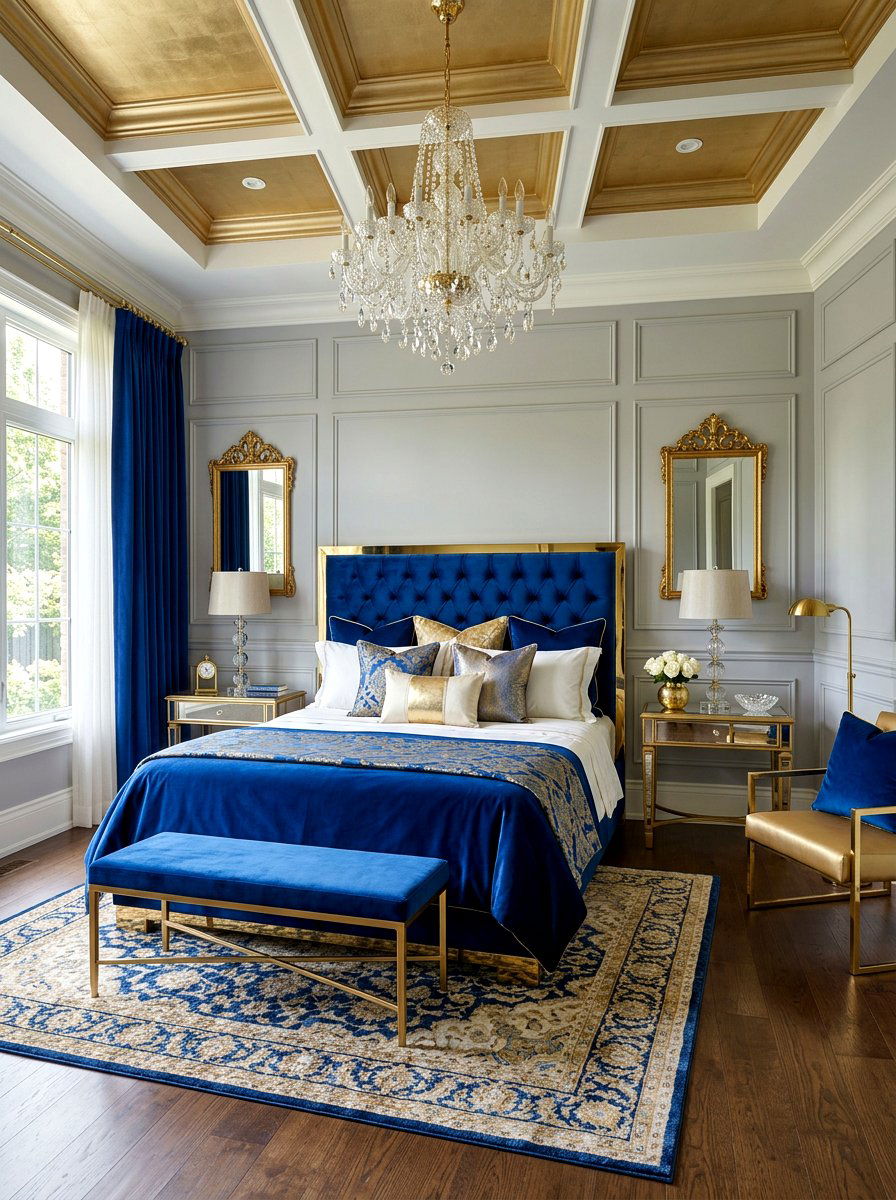 Royal blue velvet bedroom - 30 cool blue bedroom ideas