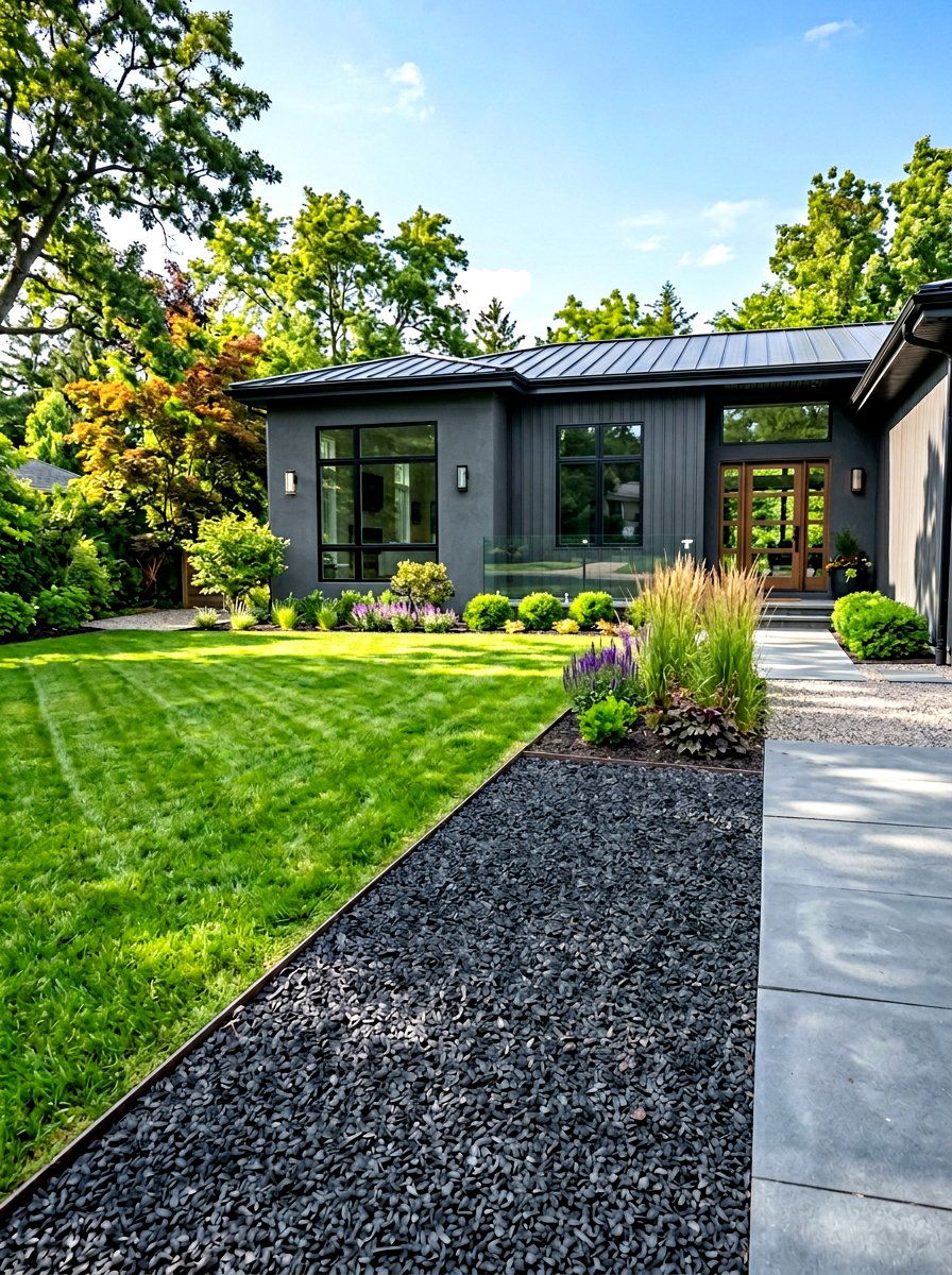 Rubber Mulch Border - 30 front yard mulch ideas