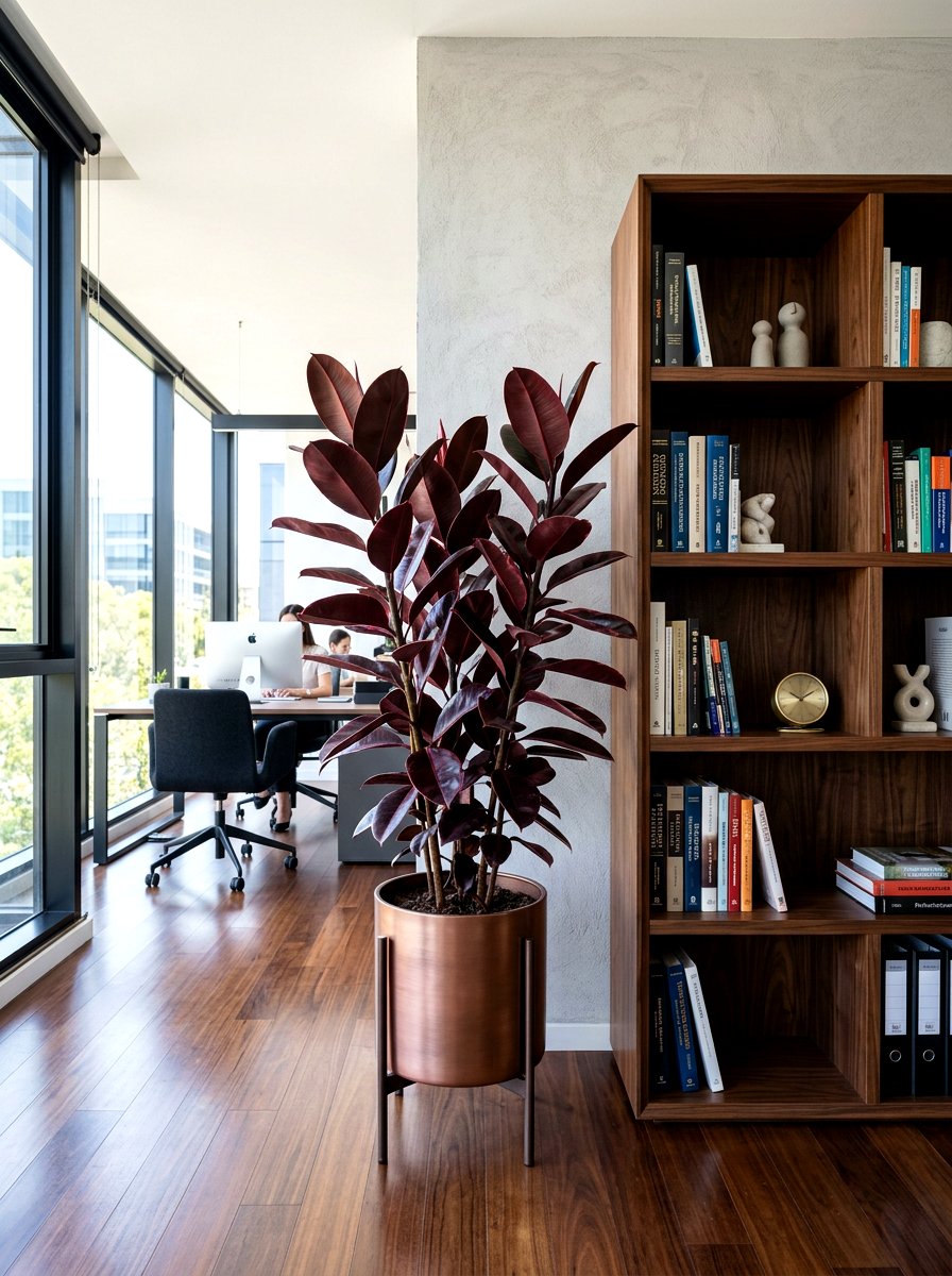 Rubber tree office plant - 30 office plant corner ideas