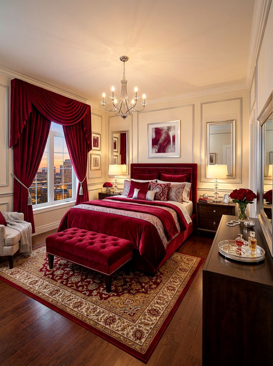 Ruby Red Radiance Bedroom - 30 art deco bedroom ideas