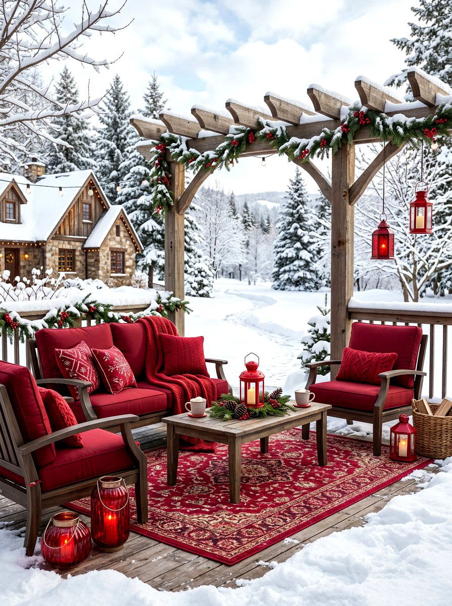 Ruby Red Winter Patio Furniture - 30 jewel tone holiday decor ideas