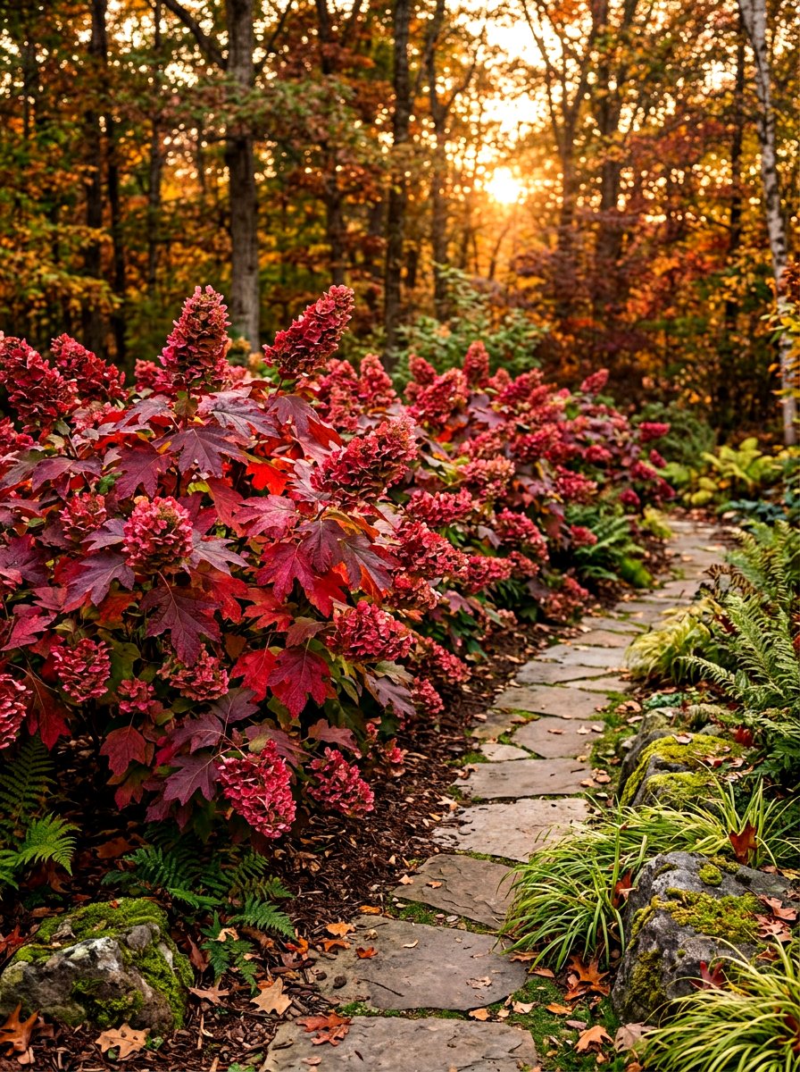 Ruby Slipper Oakleaf - 30 hydrangea border curb appeal ideas