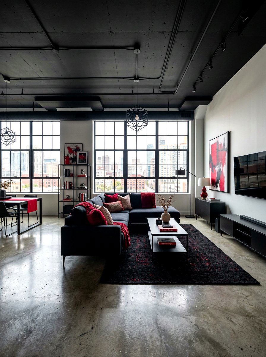 Ruby red and black living room - 30 ruby red living room ideas
