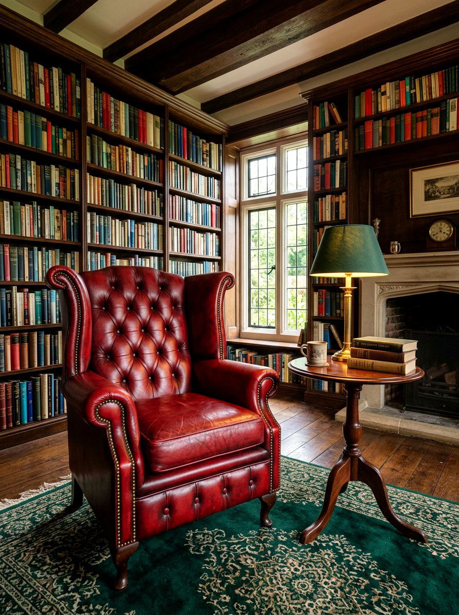 Ruby red leather armchair - 30 ruby red living room ideas