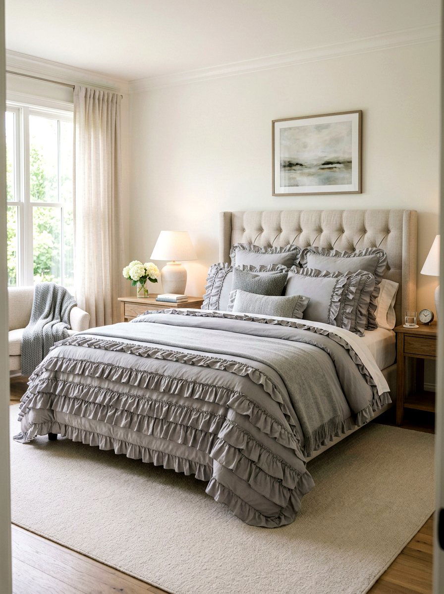 Ruffle Duvet Set - 30 ruffle decor ideas