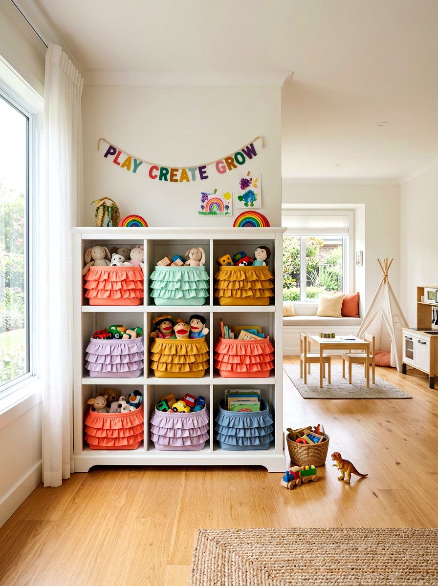 Ruffle Fabric Basket - 30 ruffle decor ideas