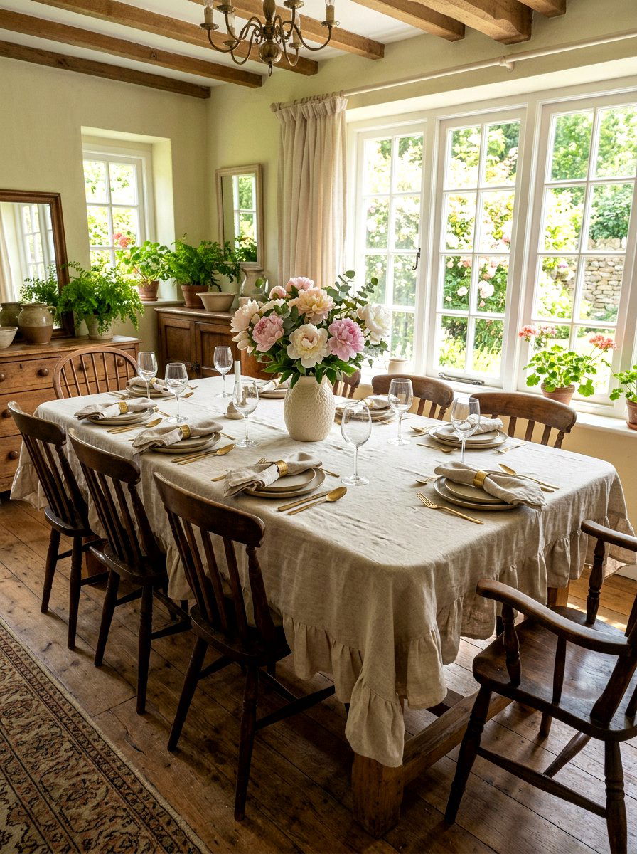 Ruffle Linen Tablecloth - 30 ruffle decor ideas