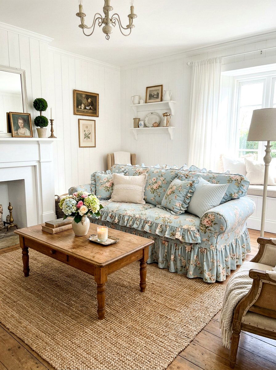 Ruffle Sofa Slipcover - 30 ruffle decor ideas