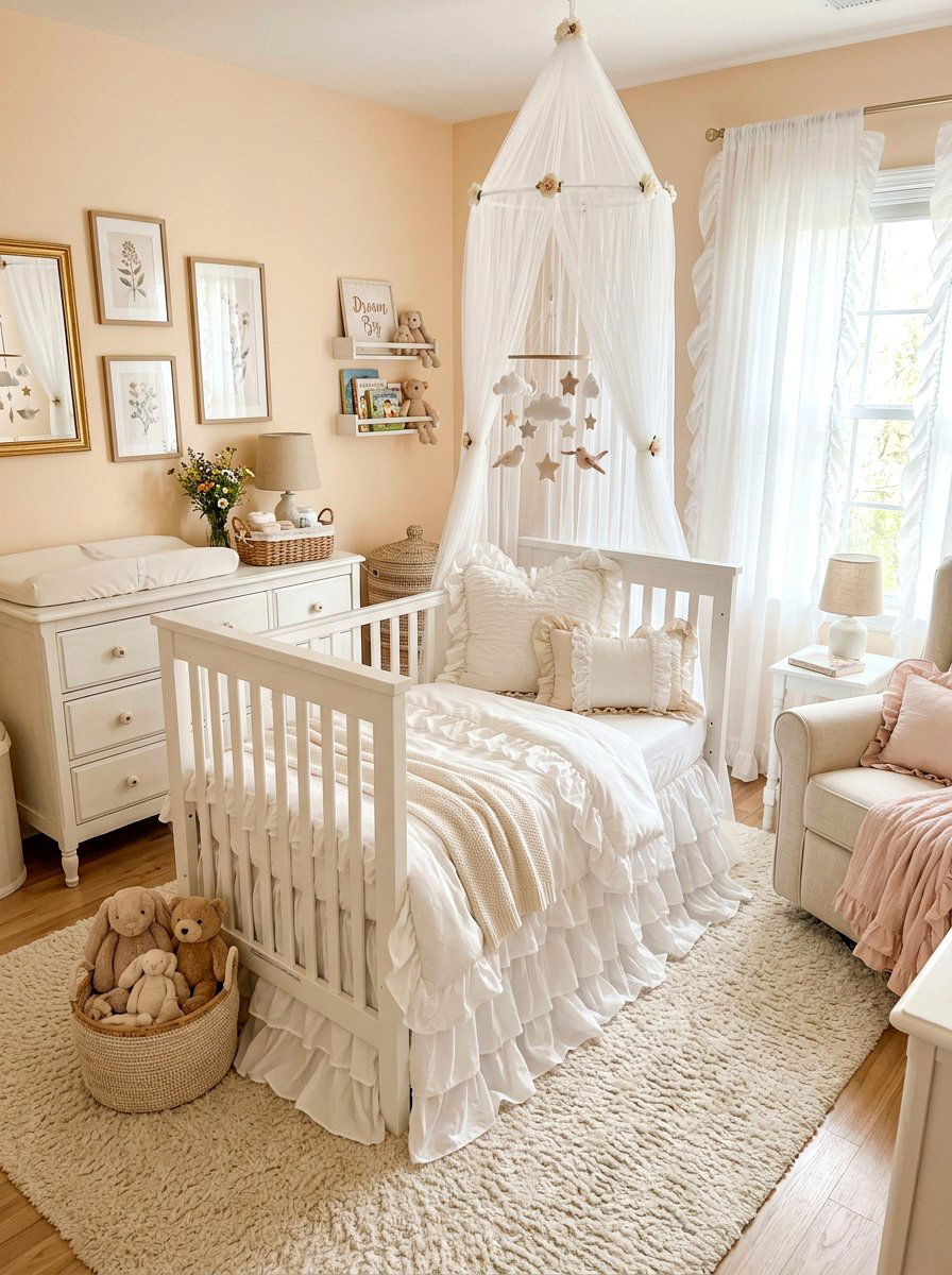 Ruffle bedding nursery - 30 soft traditional nursery ideas