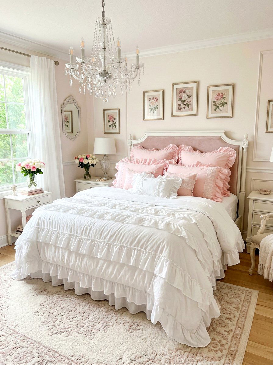 Ruffle bedding room - 30 soft girl room ideas