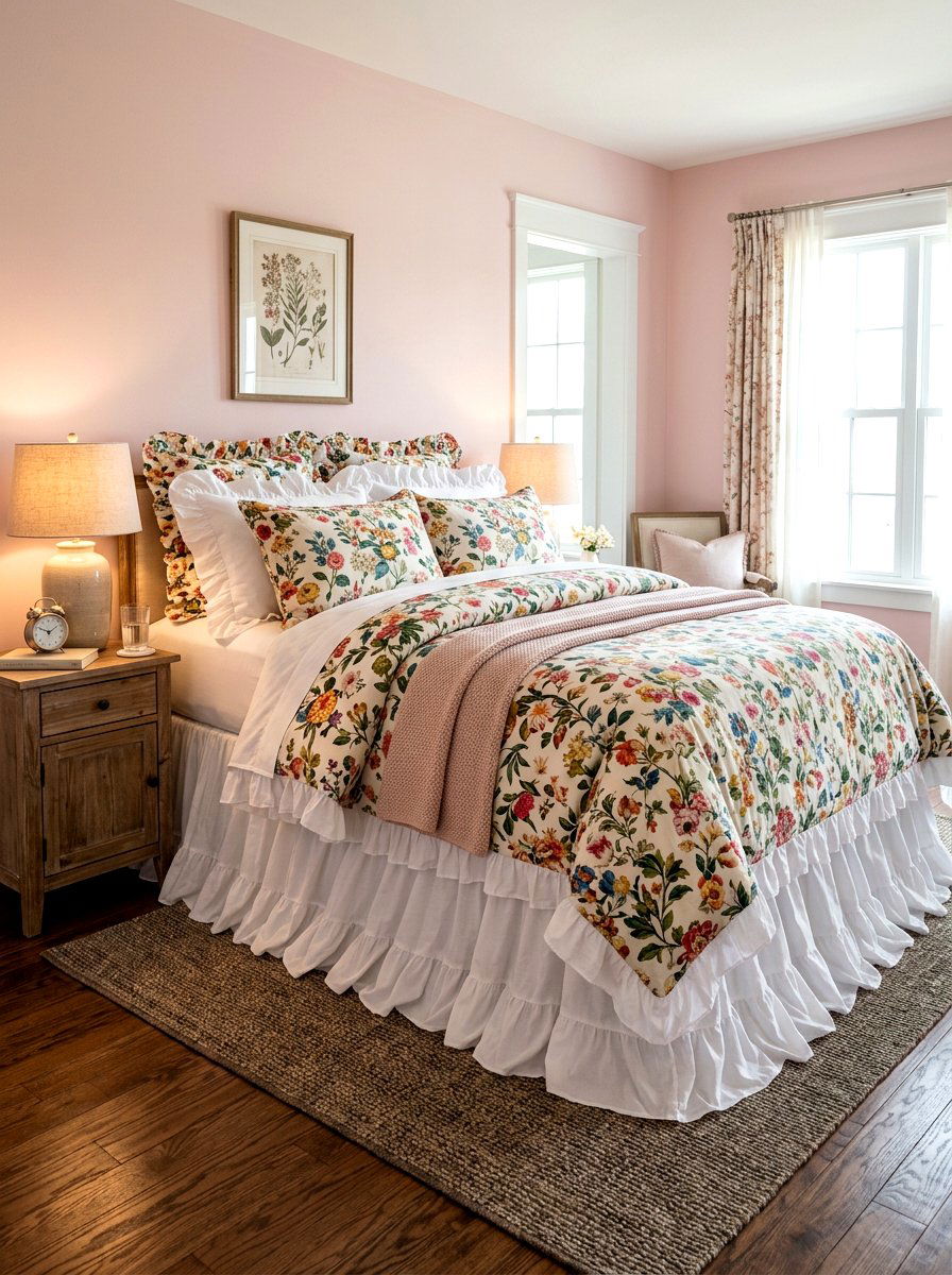 Ruffled Bed Skirt - 30 grandmillennial decor ideas
