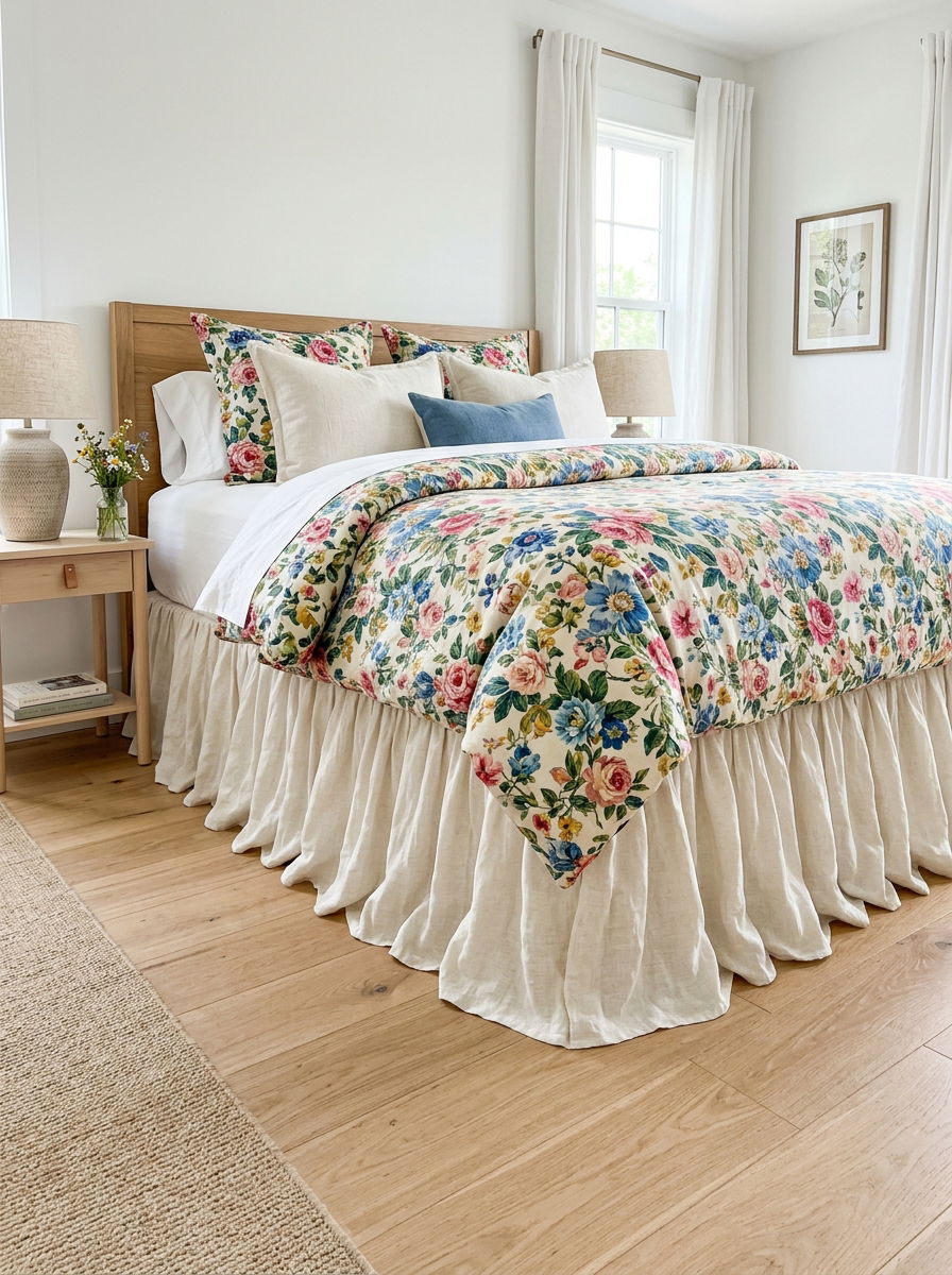 Ruffled Bed Skirt - 30 soft vintage bedroom ideas