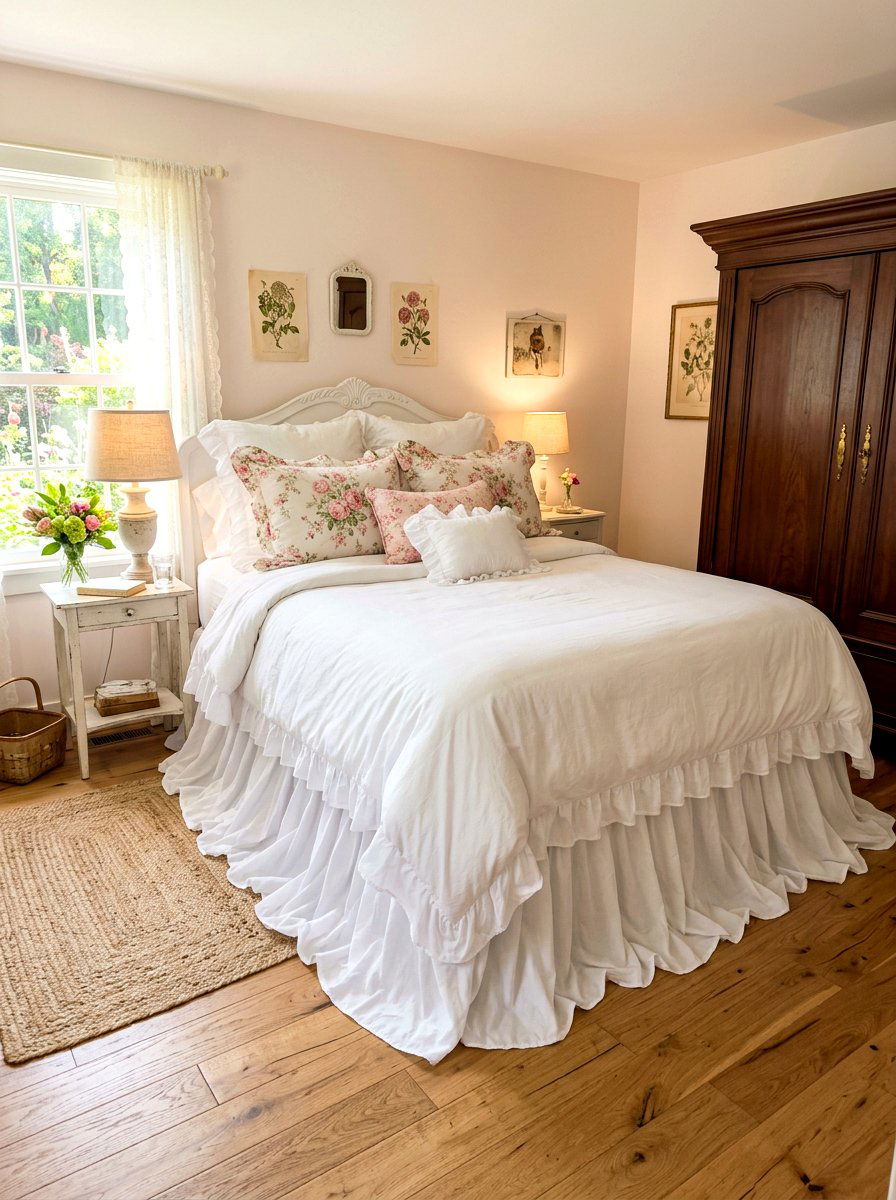 Ruffled Bed Skirt - 30 cottagecore bedroom ideas
