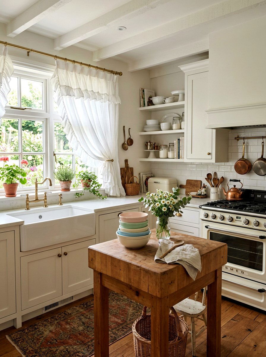 Ruffled Cafe Curtain Kitchen - 30 cafe curtain kitchen ideas